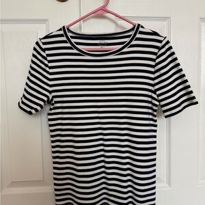 J. Crew perfect fit cotton tee (dark navy and white)